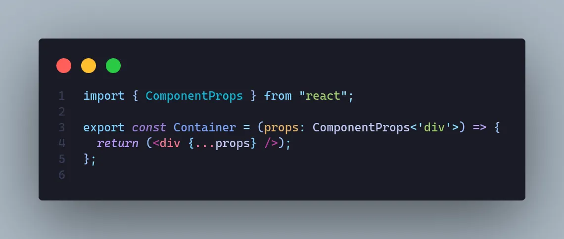 CodeSnap code sample of a react component